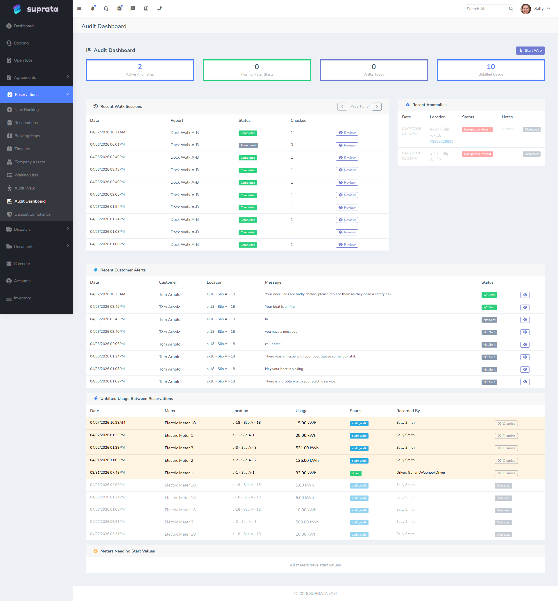 The audit walk dashboard — surfaces findings across recent walks