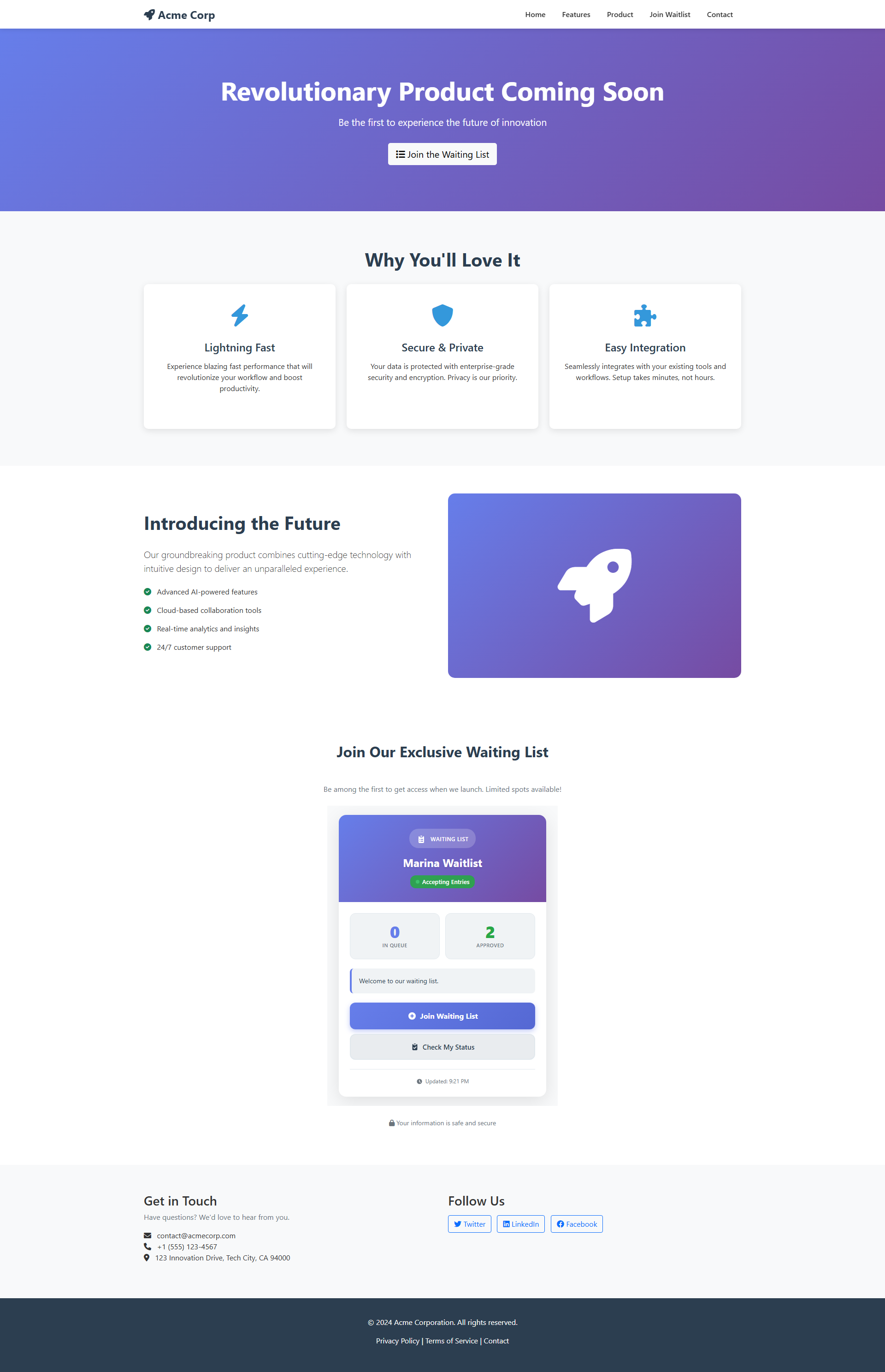 The embed demo page — shows what an embedded form looks like