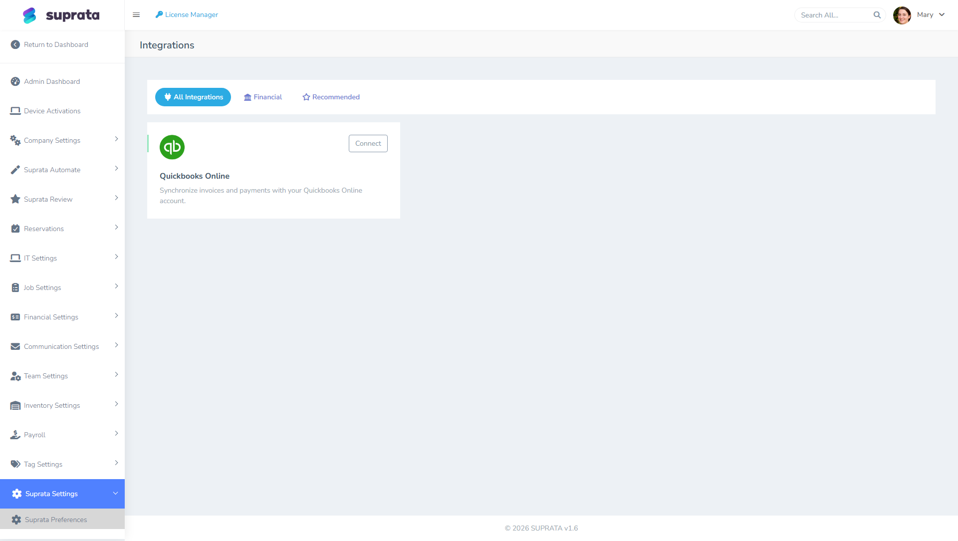 The integrations and import tools — your tax category and price list mapping live near here