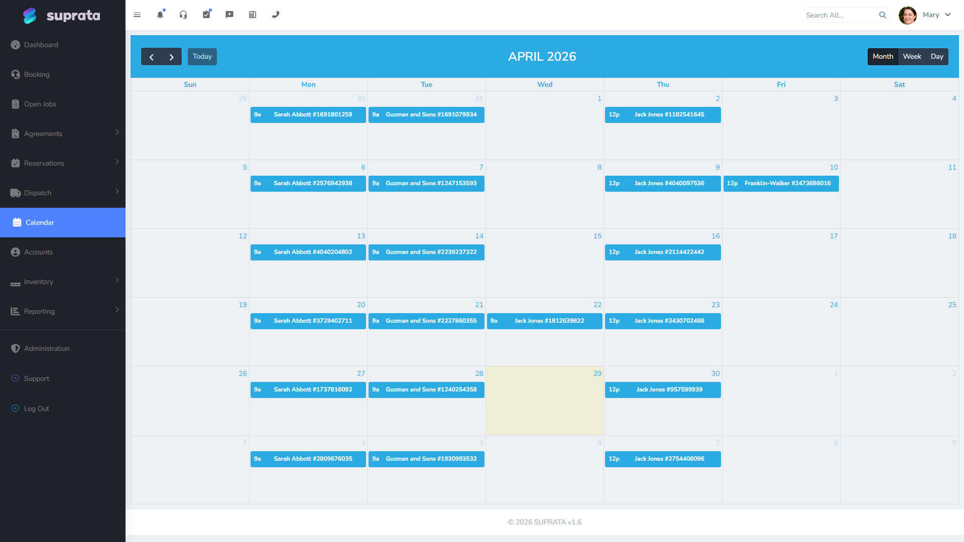 The calendar — a recurring series shows up as a regular pattern of identically-shaped blocks