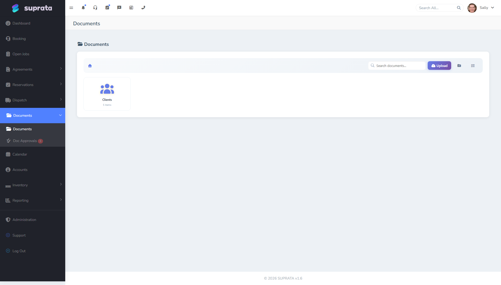 The documents library — folders, files, and metadata